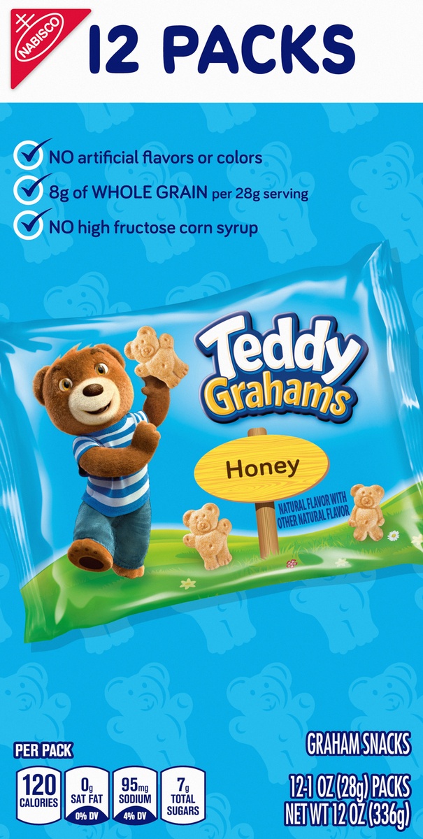 slide 7 of 11, Teddy Grahams Honey Graham Snacks - Variety Pack, 12 ct; 1 oz
