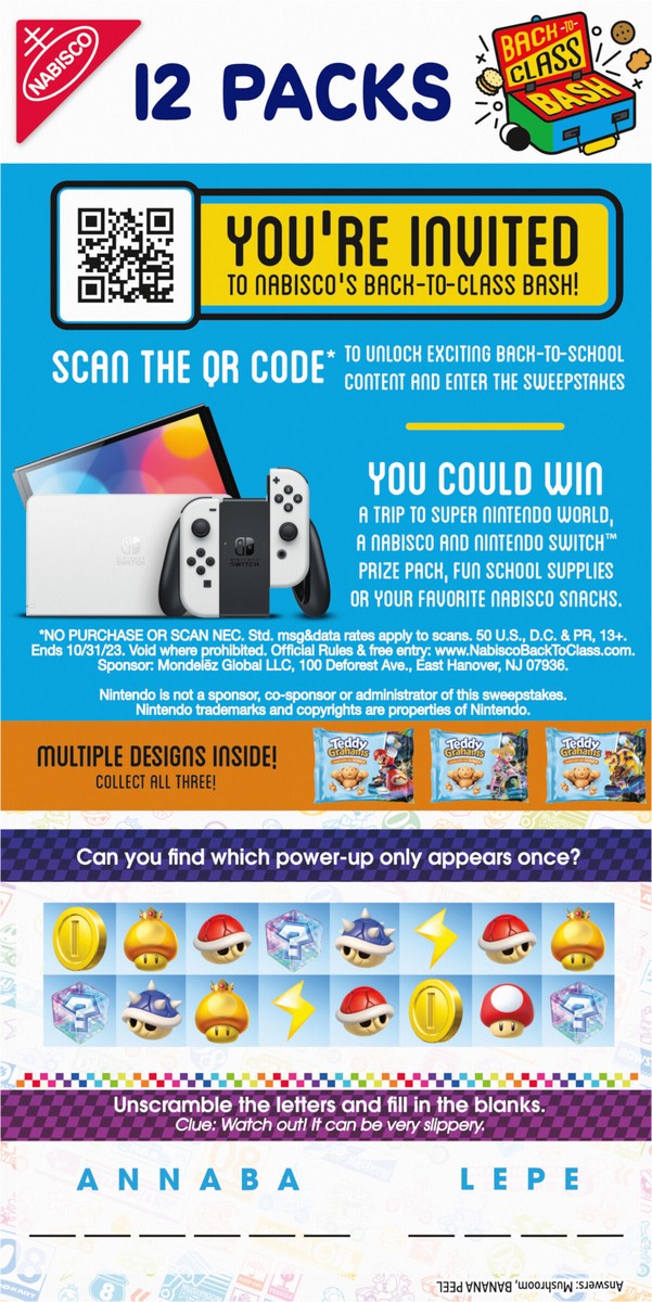 slide 7 of 9, TEDDY GRAHAMS Honey Graham Snacks, 12 Kids Snack Packs, 12 oz