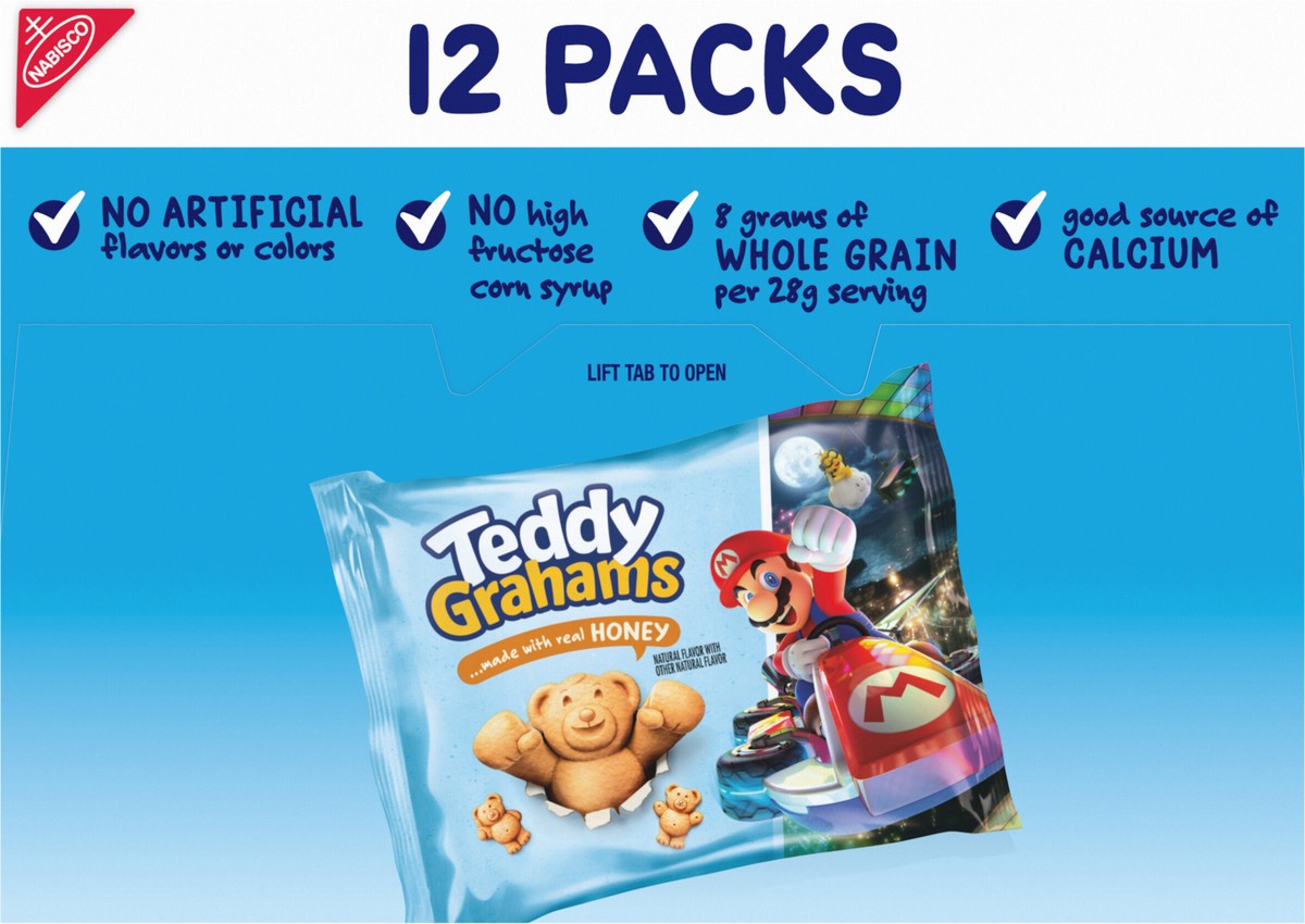 slide 2 of 9, TEDDY GRAHAMS Honey Graham Snacks, 12 Kids Snack Packs, 12 oz