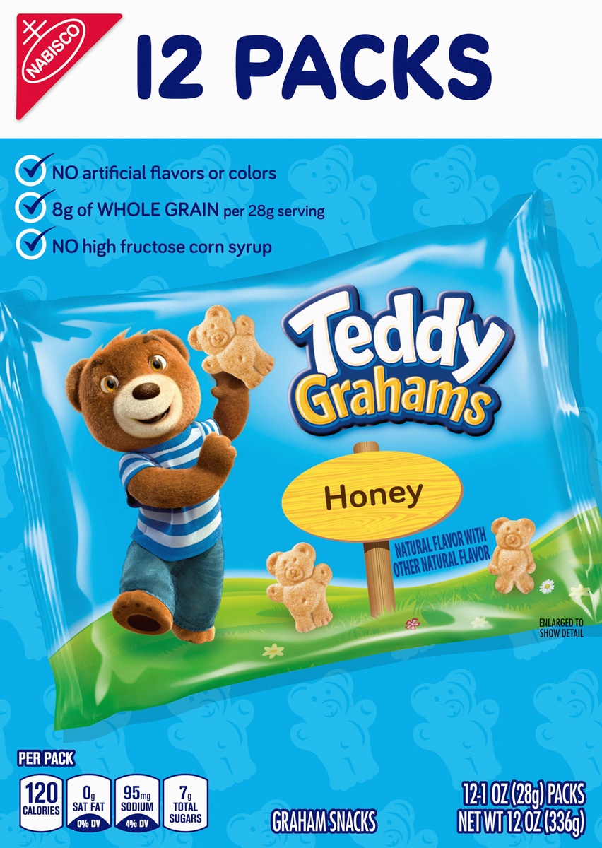 slide 9 of 11, Teddy Grahams Honey Graham Snacks - Variety Pack, 12 ct; 1 oz