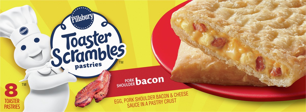 slide 4 of 9, Pillsbury Bacon Toaster Scrambles, Frozen Breakfast Pastries, 8 ct., 14.4 oz., 14.4 oz