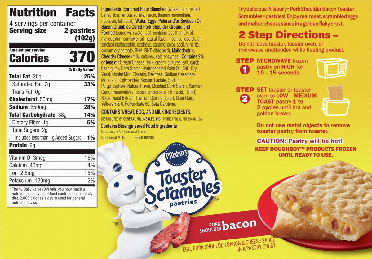 slide 7 of 9, Pillsbury Bacon Toaster Scrambles, Frozen Breakfast Pastries, 8 ct., 14.4 oz., 14.4 oz