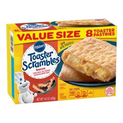 Pillsbury Bacon Toaster Scrambles, Frozen Breakfast Pastries, Value Size, 8 Ct, 14.4 oz