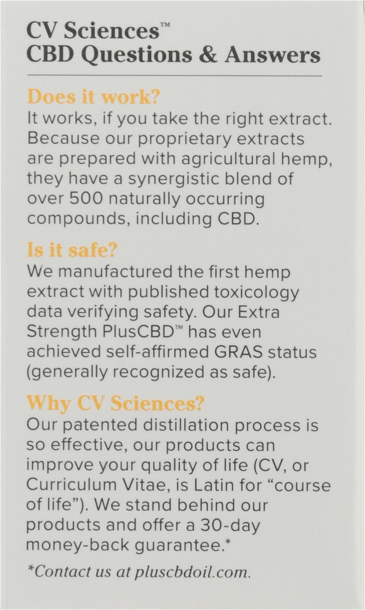 slide 9 of 9, CV Sciences PlusCBD 15 mg Extra Strength Formula Hemp Extract Softgels 30 ea, 30 ct