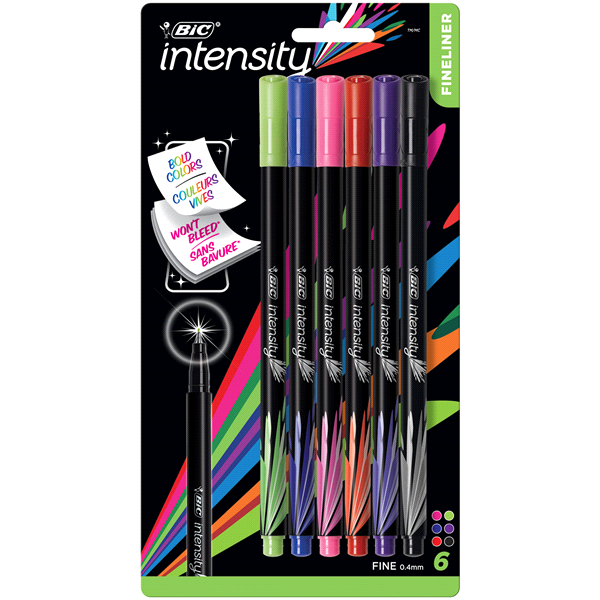 slide 1 of 1, BIC Intensity Medium Fineliner Pen , Assorted Colors, 6 ct