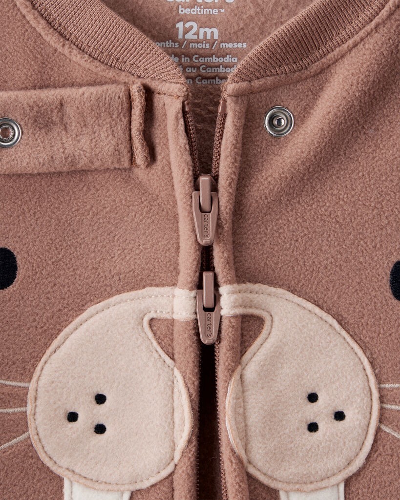 slide 2 of 4, Carter's Carters Baby Boy Walrus Loose Fit 2-Way Zip 1-Piece Pajamas - Brown Brown 18M, 1 ct