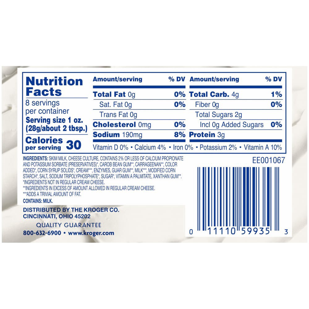 slide 3 of 6, Kroger Fat Free Cream Cheese Bar, 8 oz