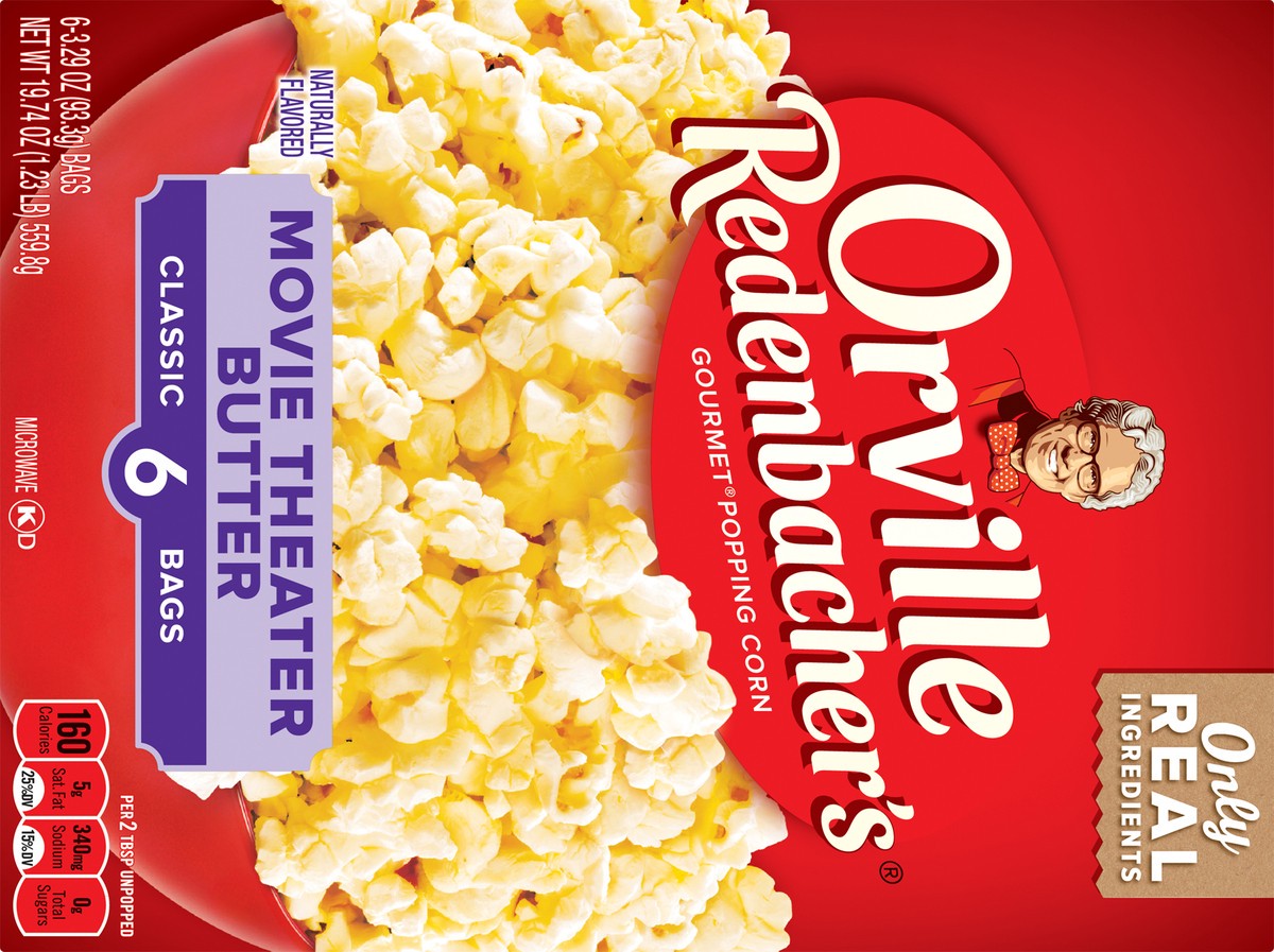 slide 3 of 9, Orville Redenbacher's Orville Redenbacher’s Movie Theater Butter Popcorn, Microwave Popcorn, 6 Count (Pack of 6), 6 ct