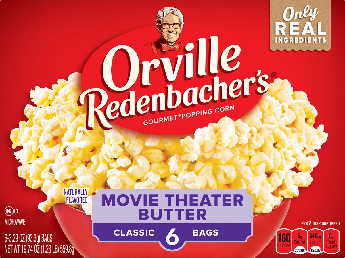 slide 9 of 11, Orville Redenbacher's Popping Corn Gourmet Movie Theater Butter Classic Bags, 6 ct; 3.29 oz