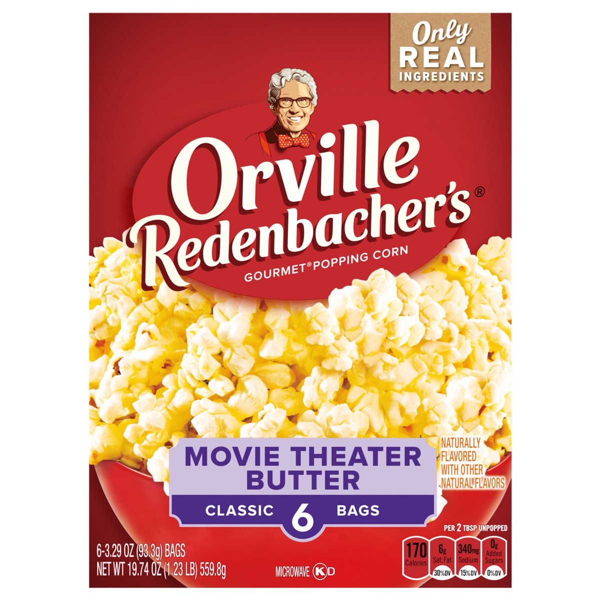 slide 1 of 9, Orville Redenbacher's Orville Redenbacher’s Movie Theater Butter Popcorn, Microwave Popcorn, 6 Count (Pack of 6), 6 ct