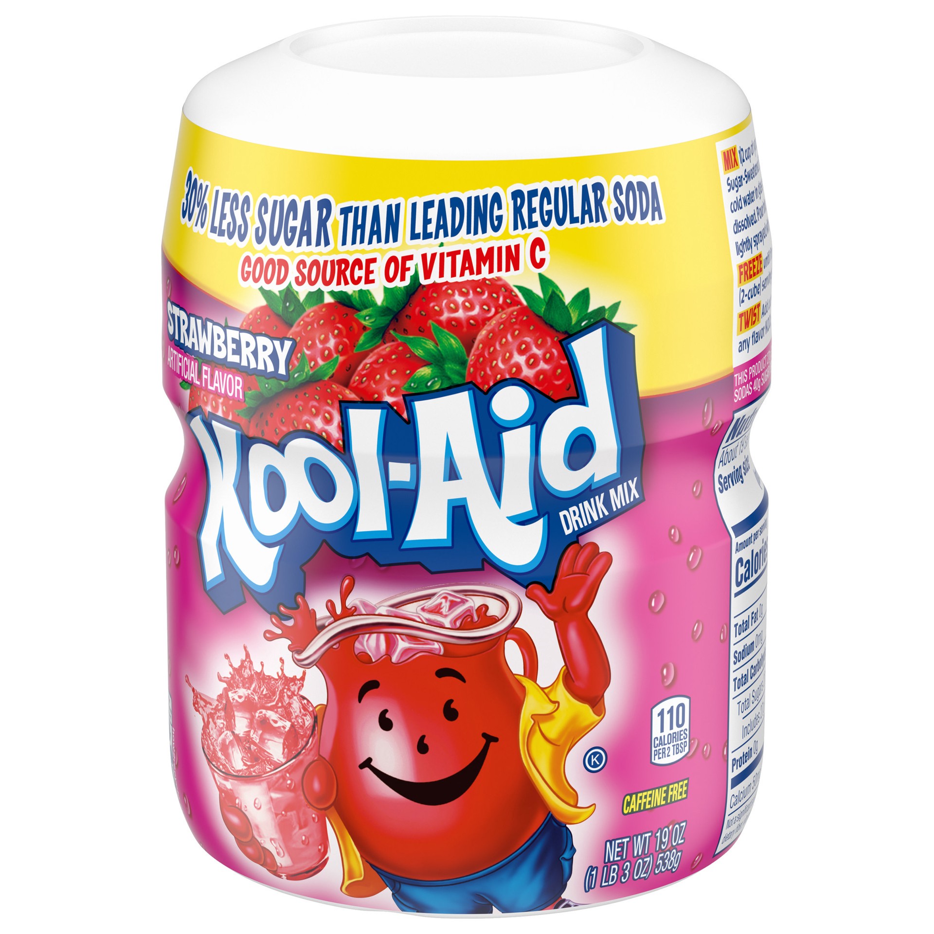 slide 5 of 5, Kool-Aid Sugar-Sweetened Strawberry Artificially Flavored Powdered Soft Drink Mix, 19 oz Canister, 19 oz