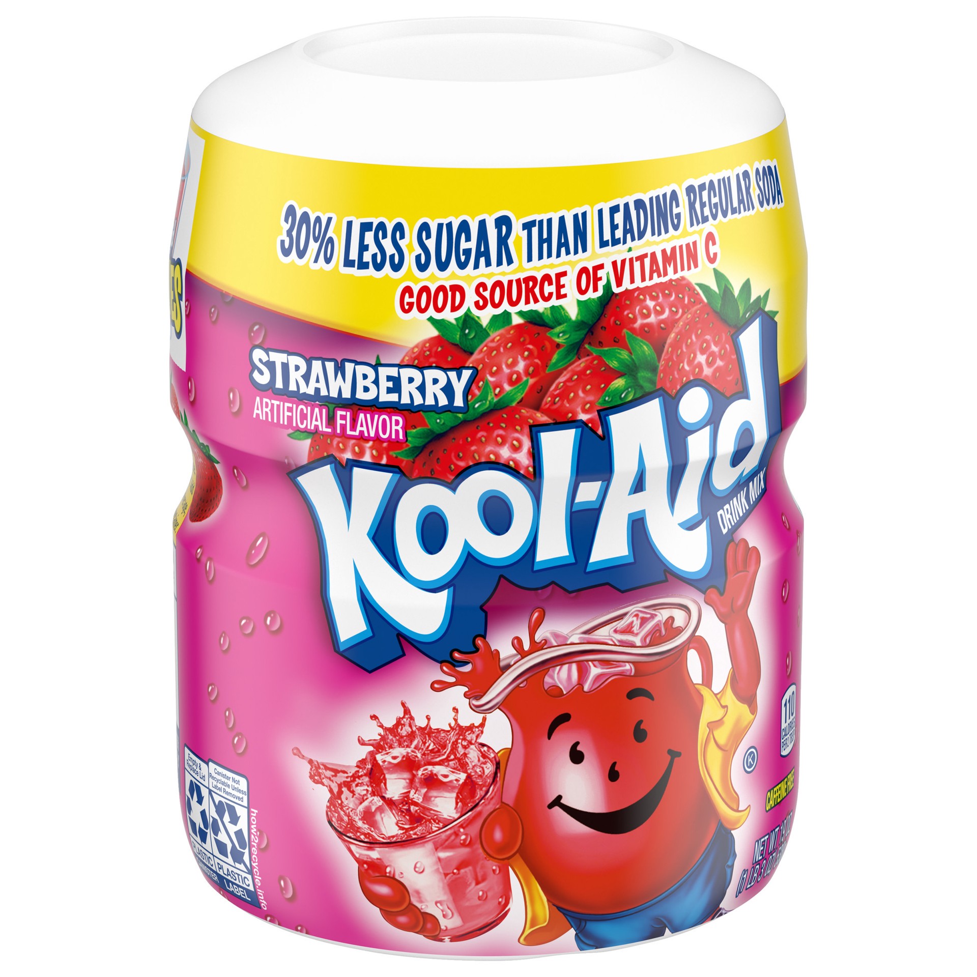 slide 2 of 5, Kool-Aid Sugar-Sweetened Strawberry Artificially Flavored Powdered Soft Drink Mix, 19 oz Canister, 19 oz