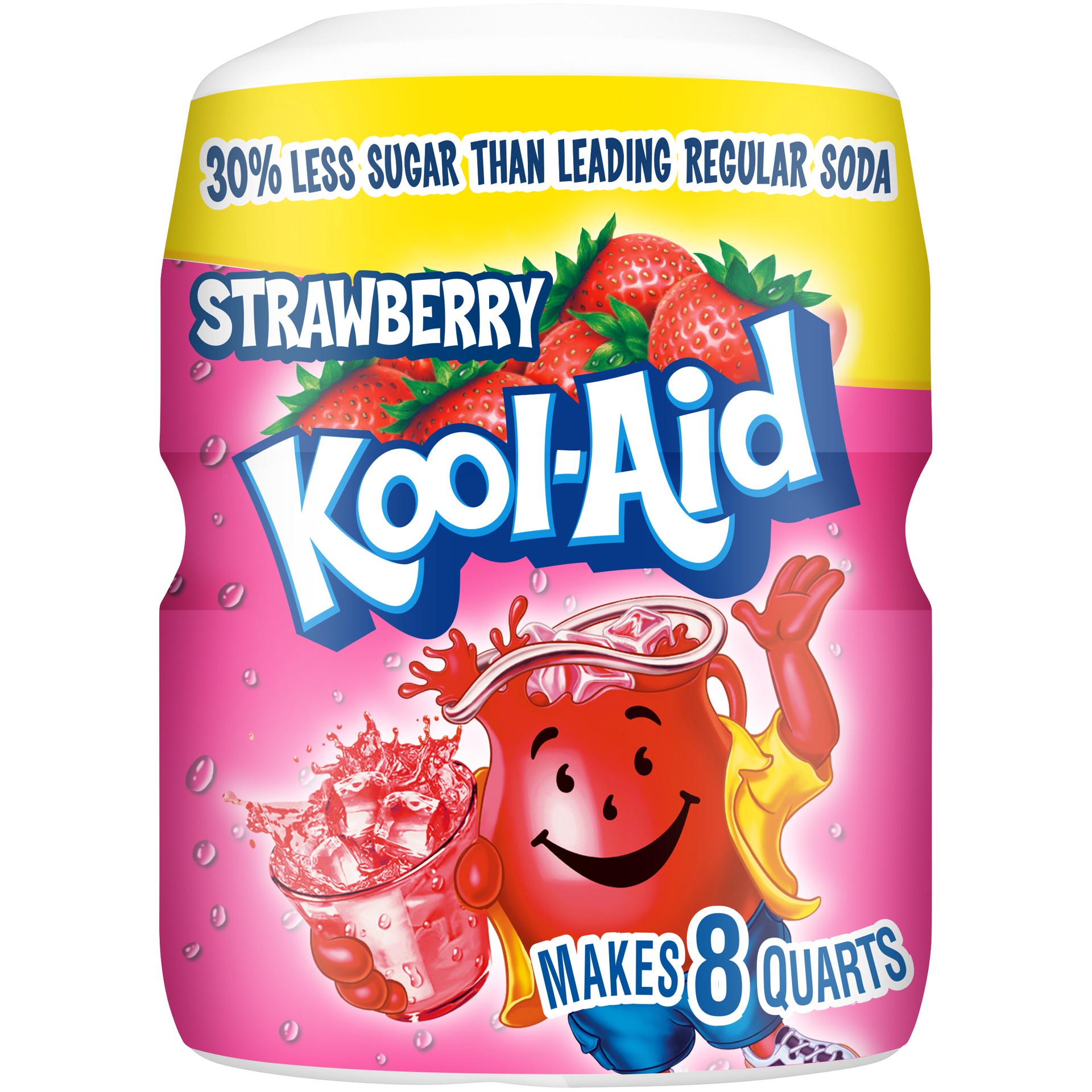 slide 1 of 5, Kool-Aid Sugar-Sweetened Strawberry Artificially Flavored Powdered Soft Drink Mix, 19 oz Canister, 19 oz