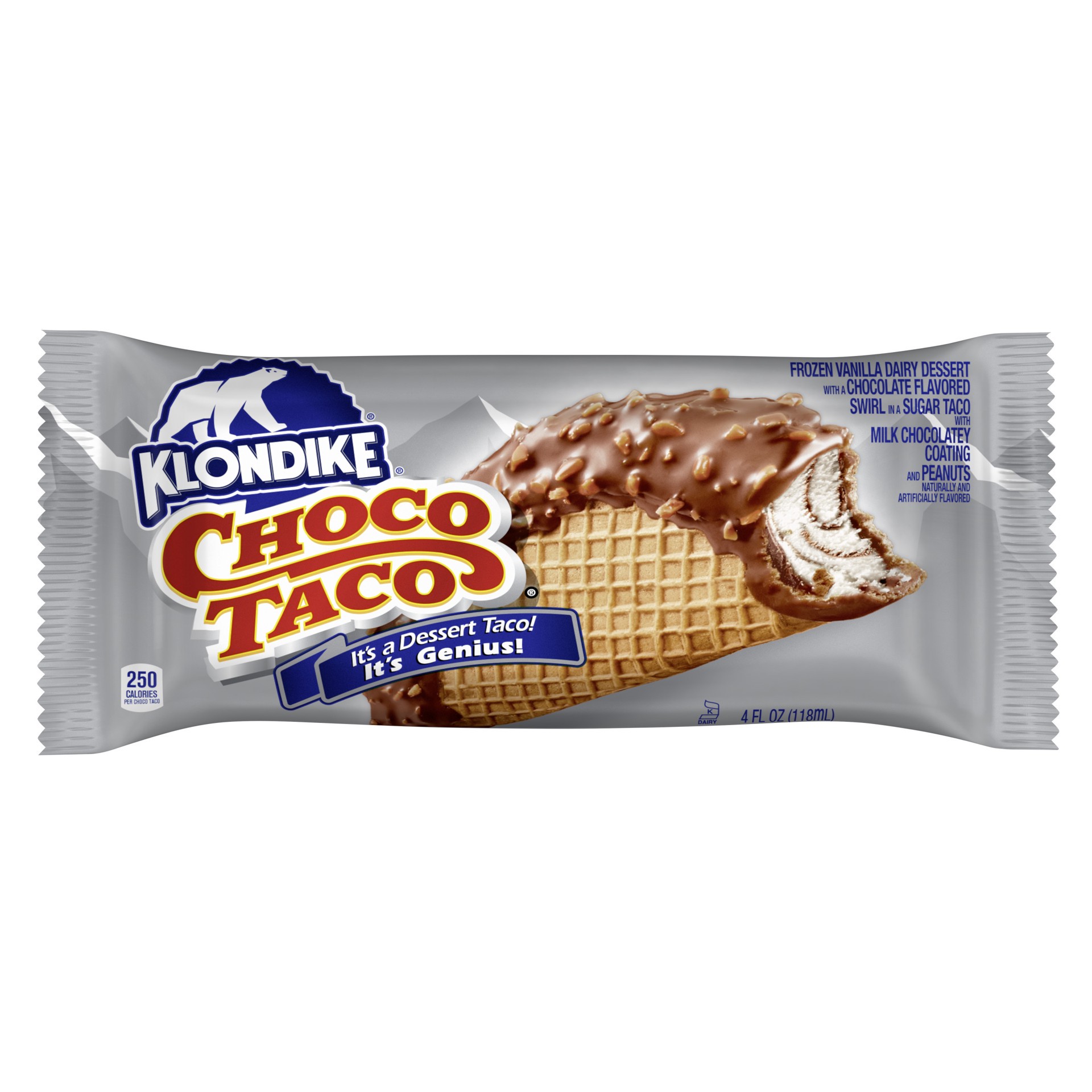 slide 1 of 4, Klondike Frozen Dairy Dessert Choco Taco Vanilla, 4 fl oz, 1 Count, 15 fl oz