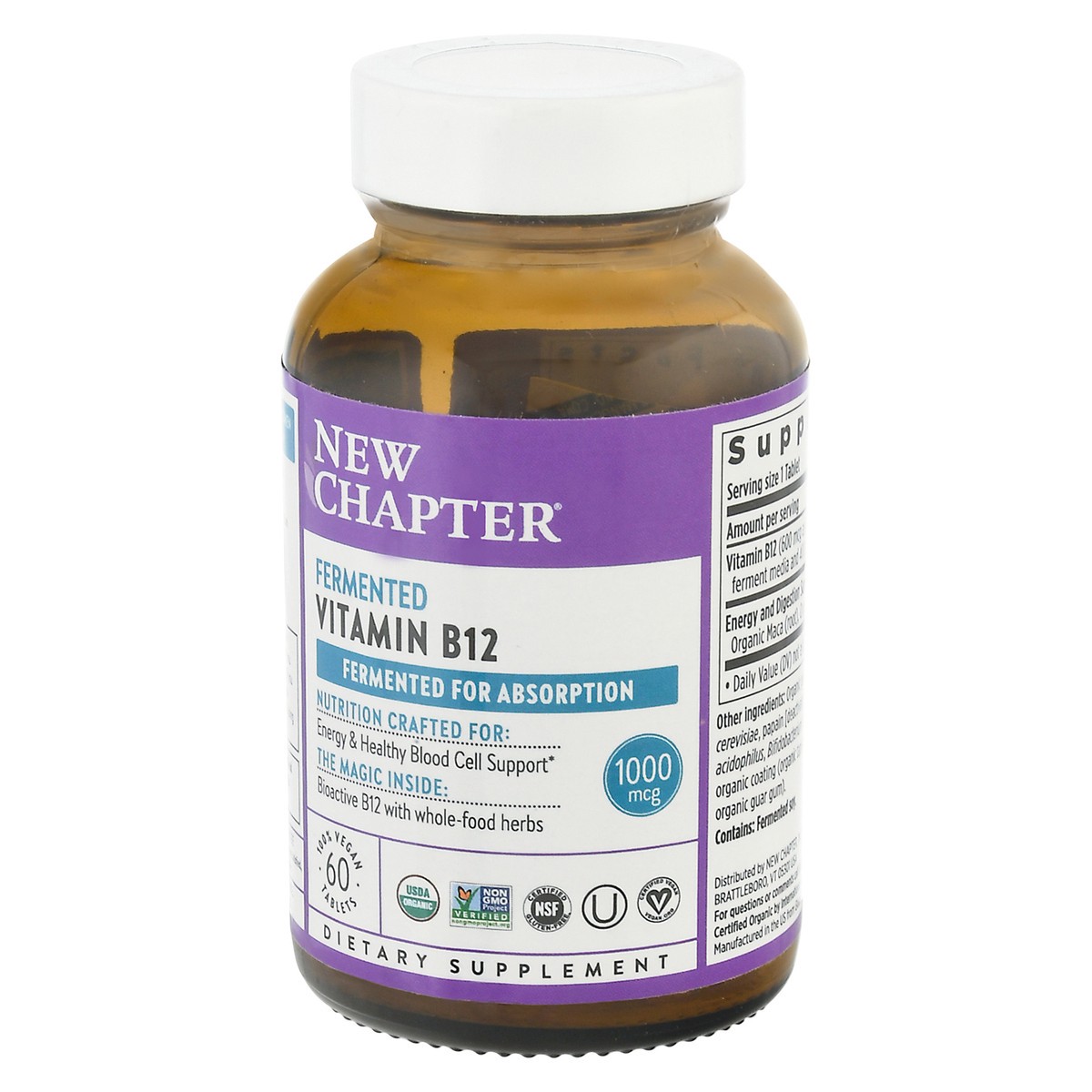 slide 3 of 9, New Chapter 1000 mcg Vitamin B12 Vegan Tablets 60 ea Bottle, 60 ct