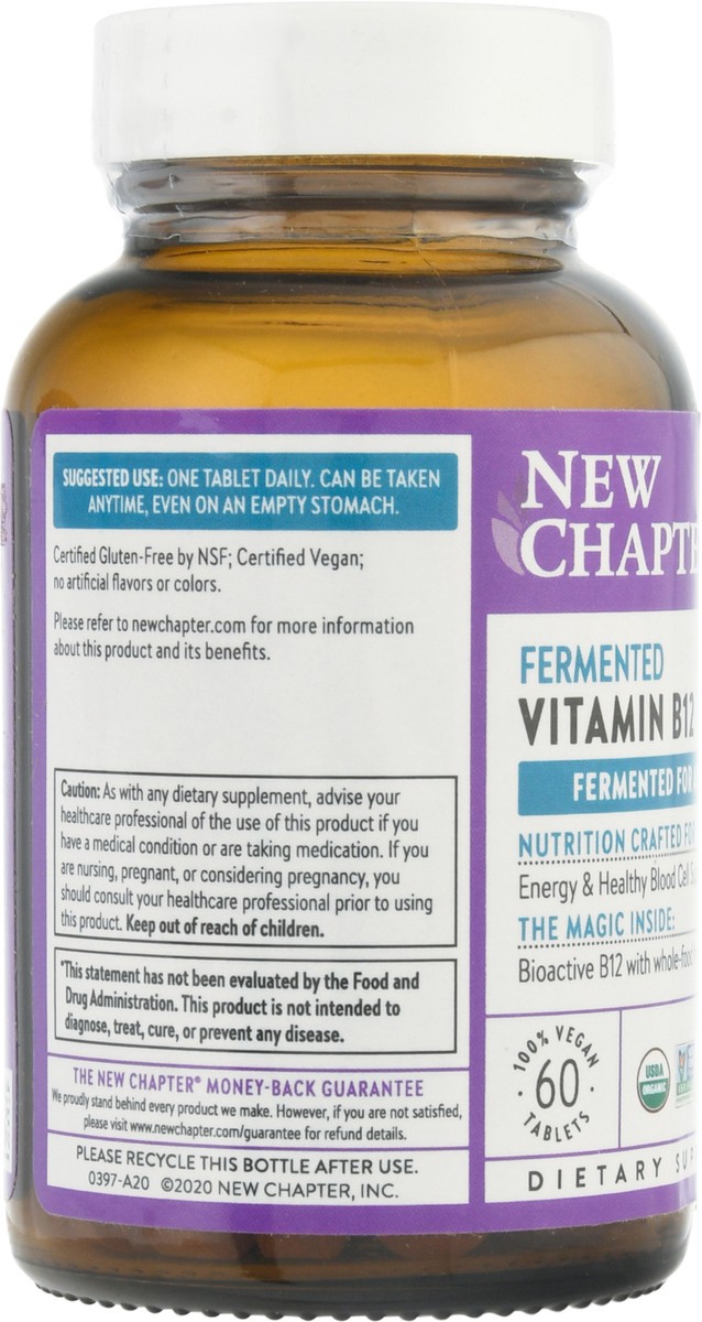 slide 7 of 9, New Chapter 1000 mcg Vitamin B12 Vegan Tablets 60 ea Bottle, 60 ct