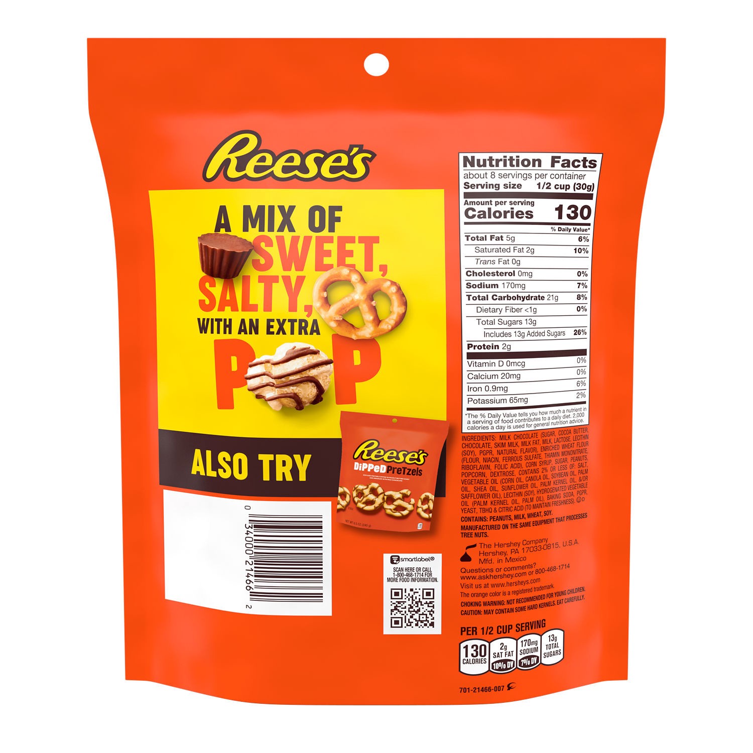 slide 2 of 6, Reese's Chocolate Peanut Butter Popped, Snack Mix Bag, 8 oz, 8 oz