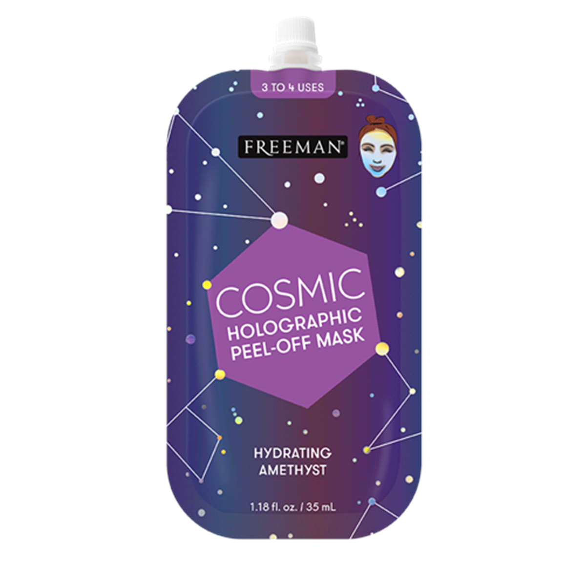 slide 1 of 1, Freeman Hydrating Amethyst Cosmic Holographic Peel-Off Mask, 0.33 fl oz