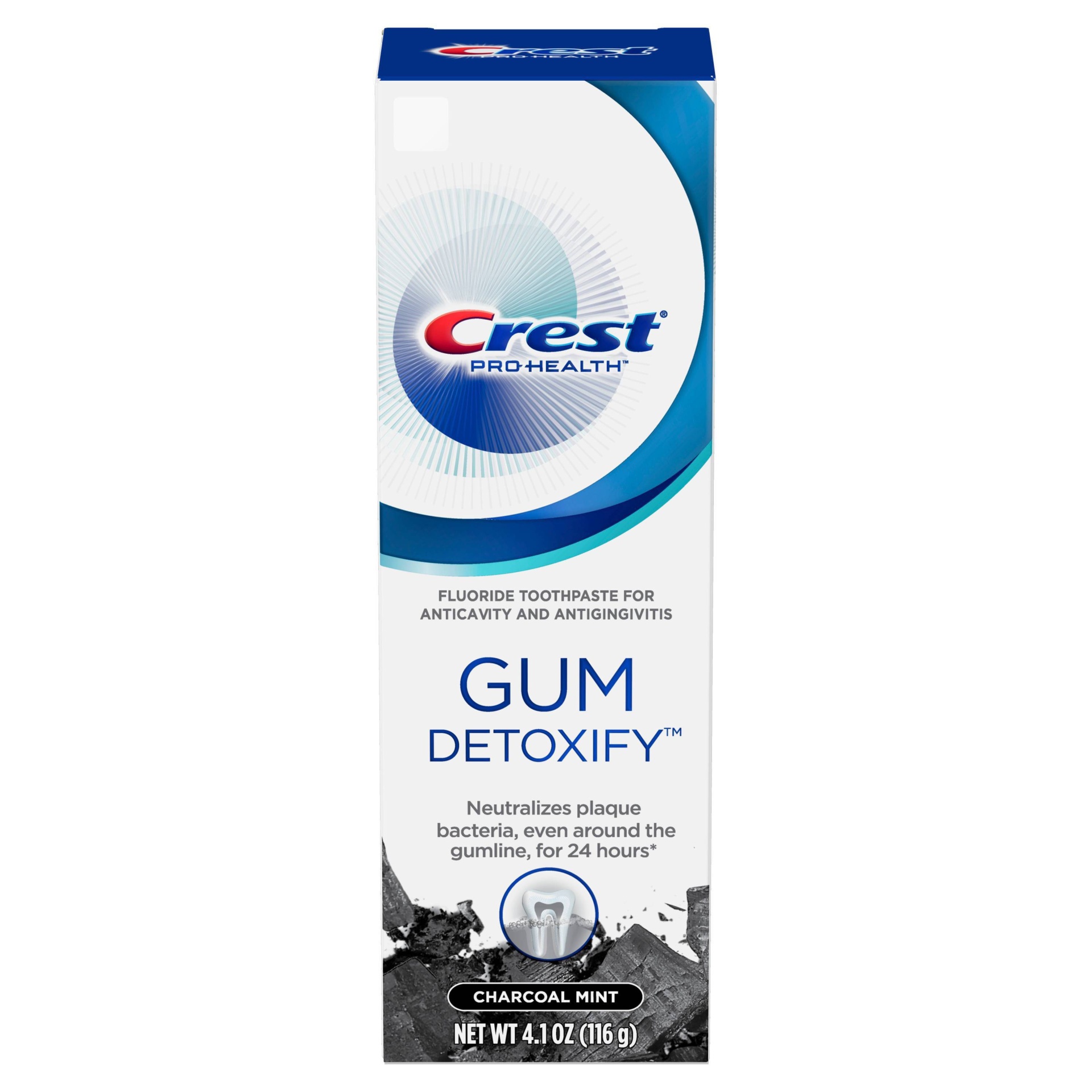 slide 1 of 1, Crest Pro Health Gum Detoxify Charcoal Fluoride Toothpaste Soft Mint, 4.1 oz