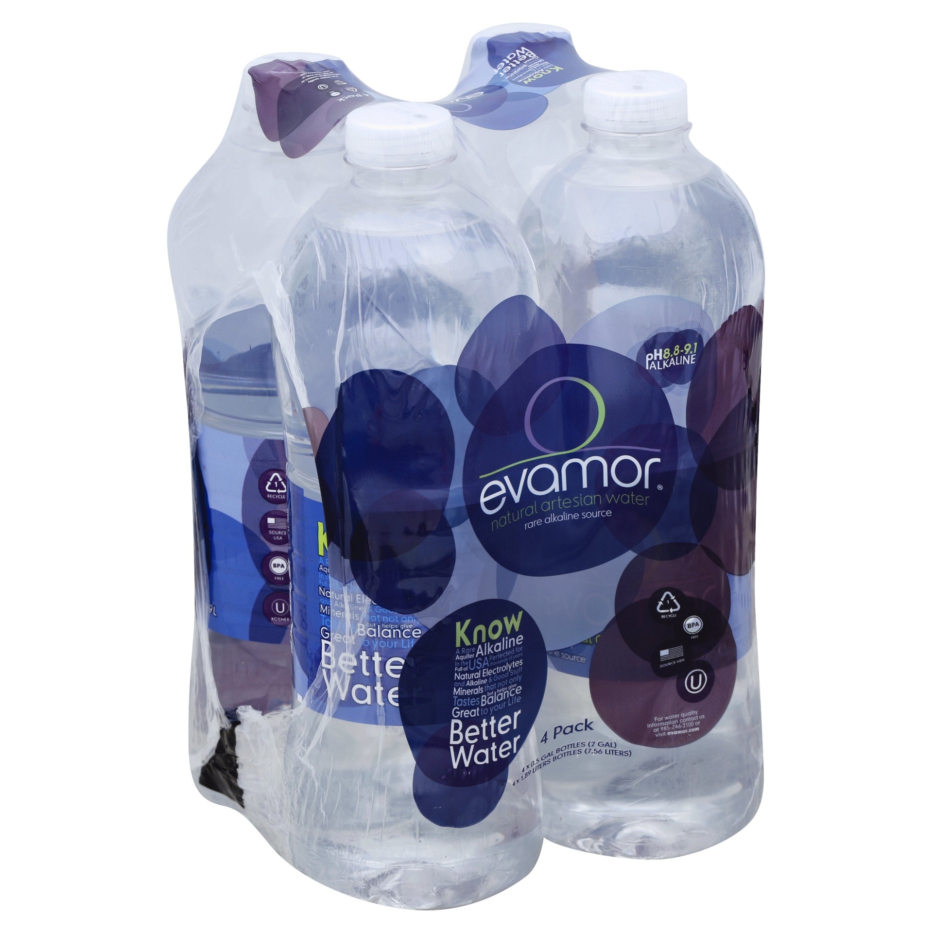 slide 1 of 1, evamor Natural Artesian Alkaline Water, 64 fl oz