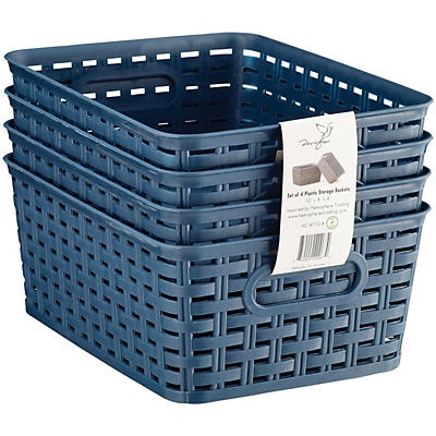 slide 1 of 1, Hemisphere Trading Blue Plastic Storage Basket Set, 4 ct