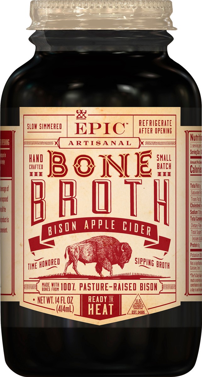 slide 3 of 12, Epic Bison Apl Cider Bone Broth, 14 fl oz