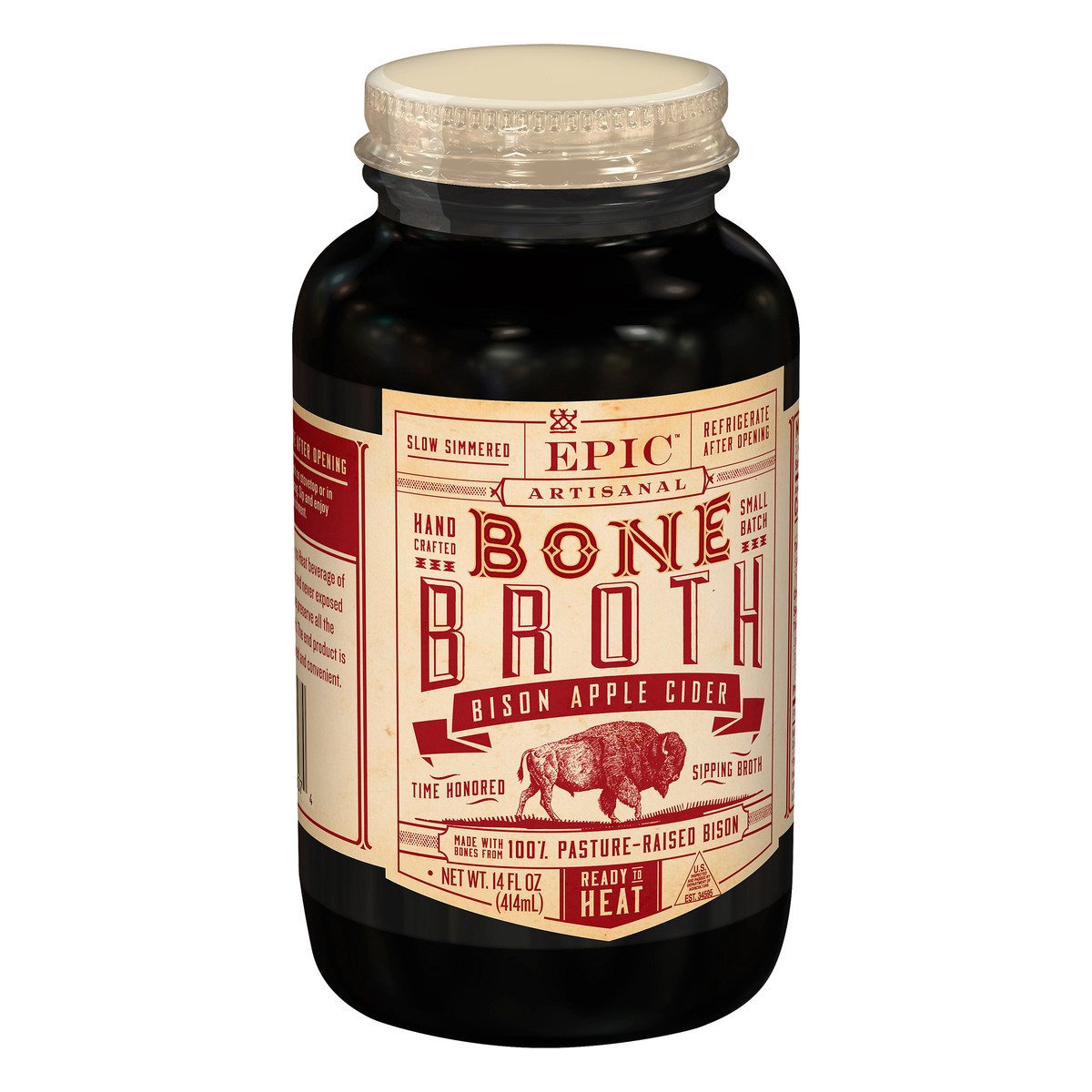 slide 6 of 12, Epic Bison Apl Cider Bone Broth, 14 fl oz