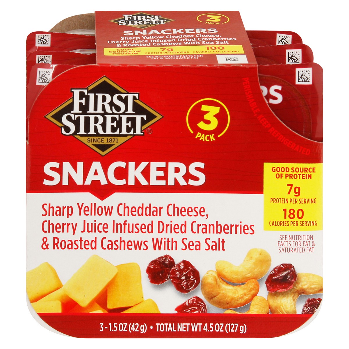 slide 3 of 13, First Street Cheddar Cranberry Snacker, 3 x 1.5 oz