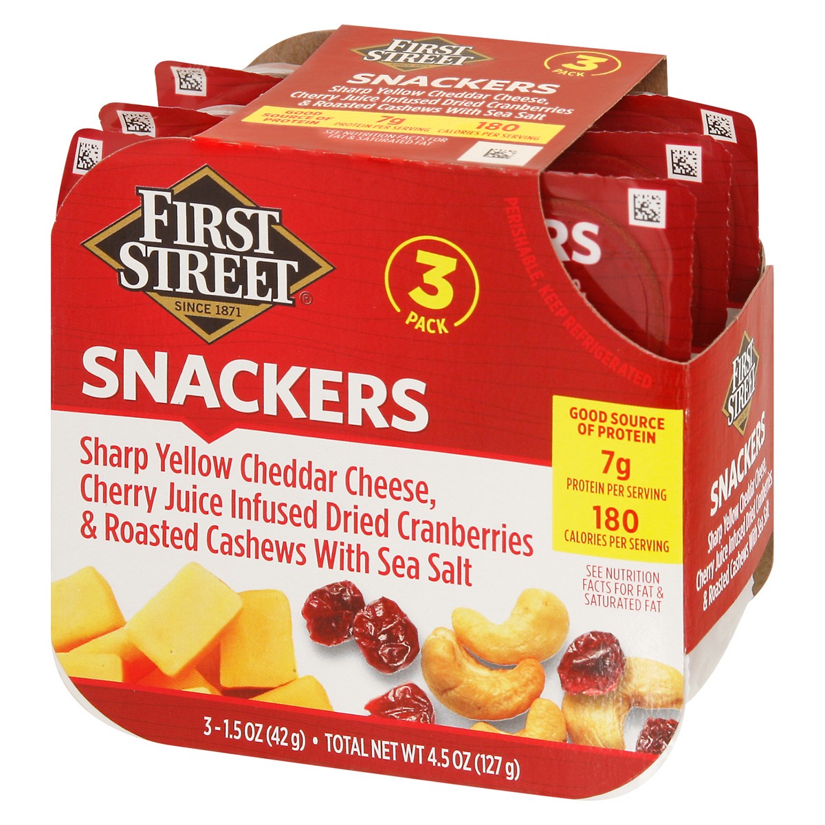 slide 4 of 13, First Street Cheddar Cranberry Snacker, 3 x 1.5 oz