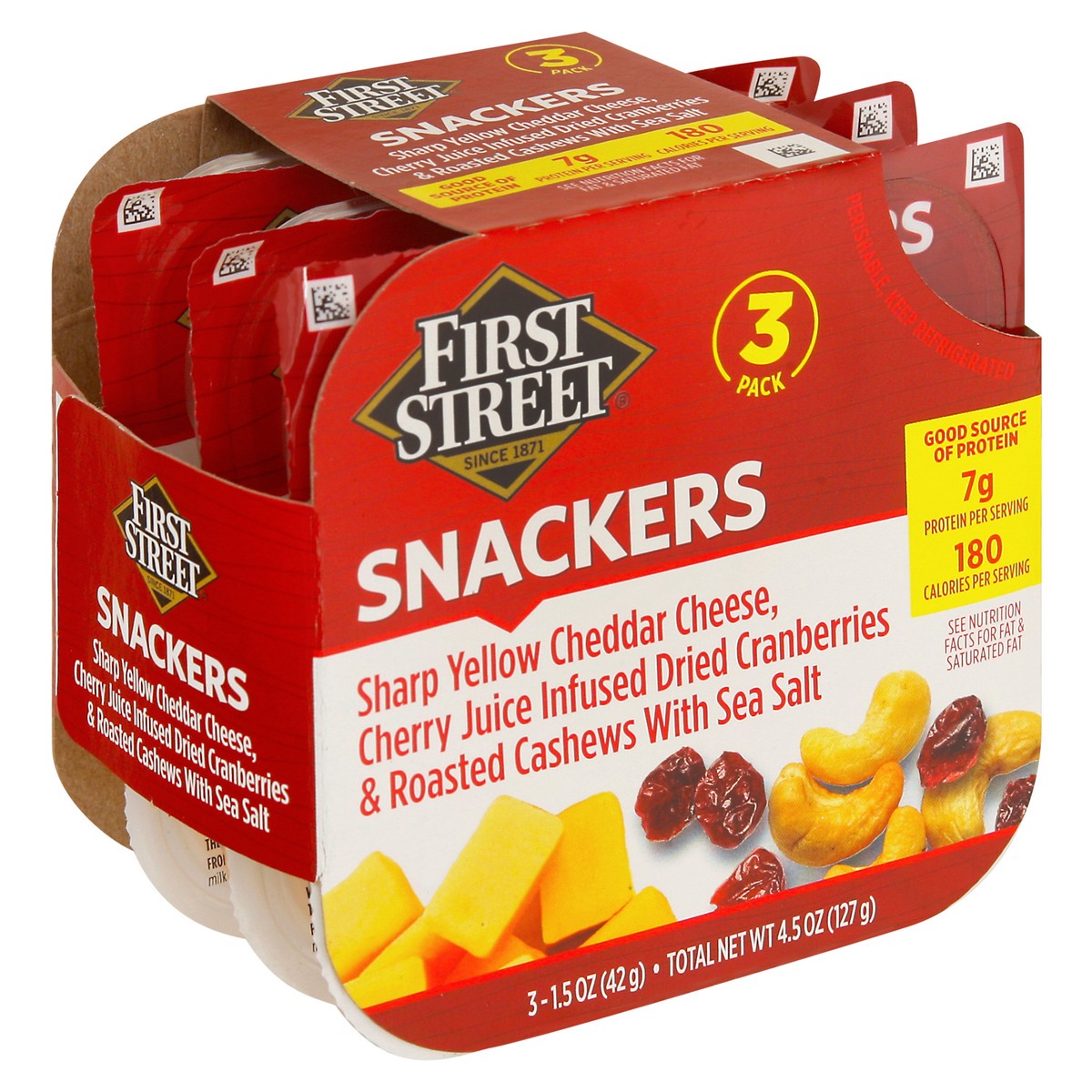 slide 12 of 13, First Street Cheddar Cranberry Snacker, 3 x 1.5 oz