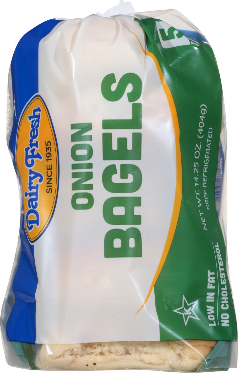 slide 2 of 13, Dairy Fresh Onion Bagels - 5 ct, 5 ct