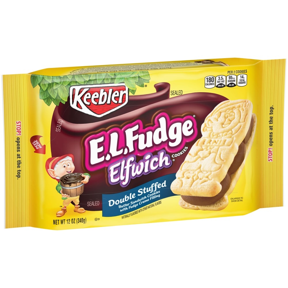 slide 1 of 1, Keebler E.L. Fudge Double Stuffed Butter Sandwich Cookies, 12 oz