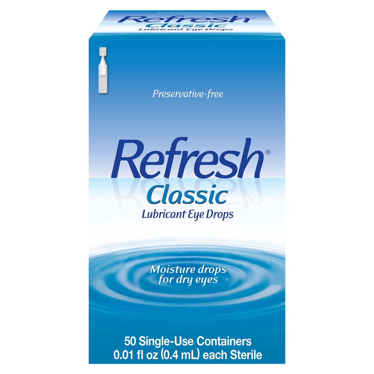 slide 5 of 6, Refresh Classic Lubricant Eye Drops Non-Preserved Tears, 50 Single-Use Containers, 0.01 fl oz (0.4 mL), 0.01 fl oz