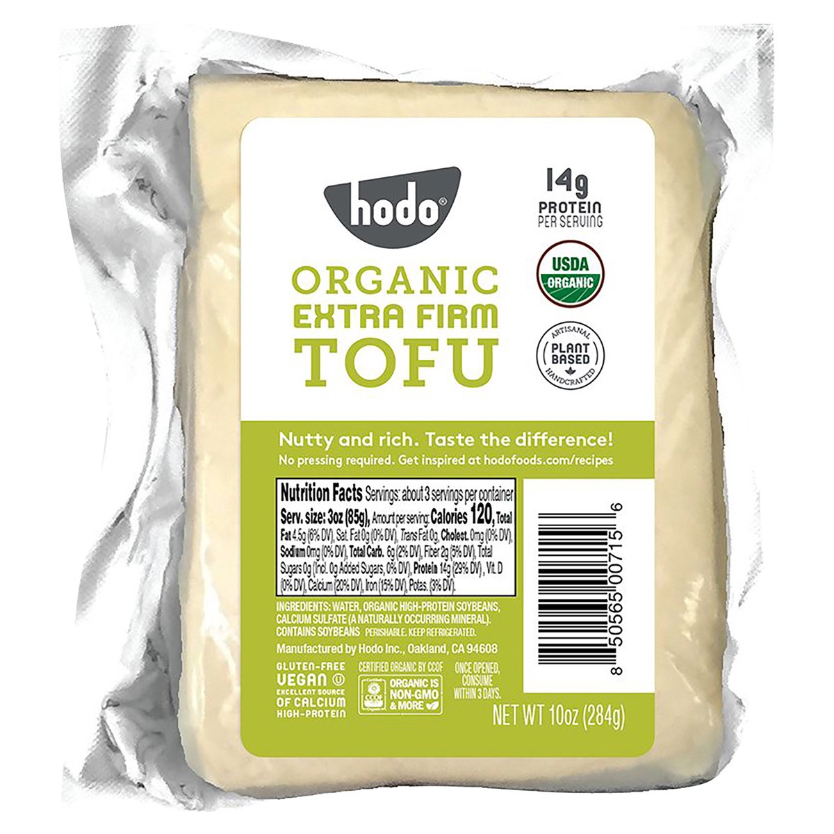 slide 1 of 1, Hodo Plant Based Organic Vegan Gluten Free Extra Firm Tofu - 10oz, 