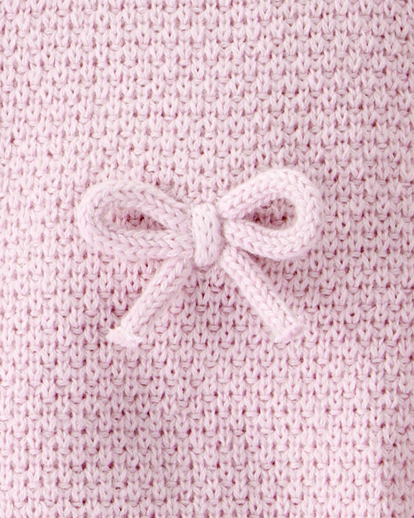 slide 2 of 3, Littleplanet Baby Girl 2-Piece Organic Cotton Bow Sweater Knit Set Daylily Pink 9M, 2 pc