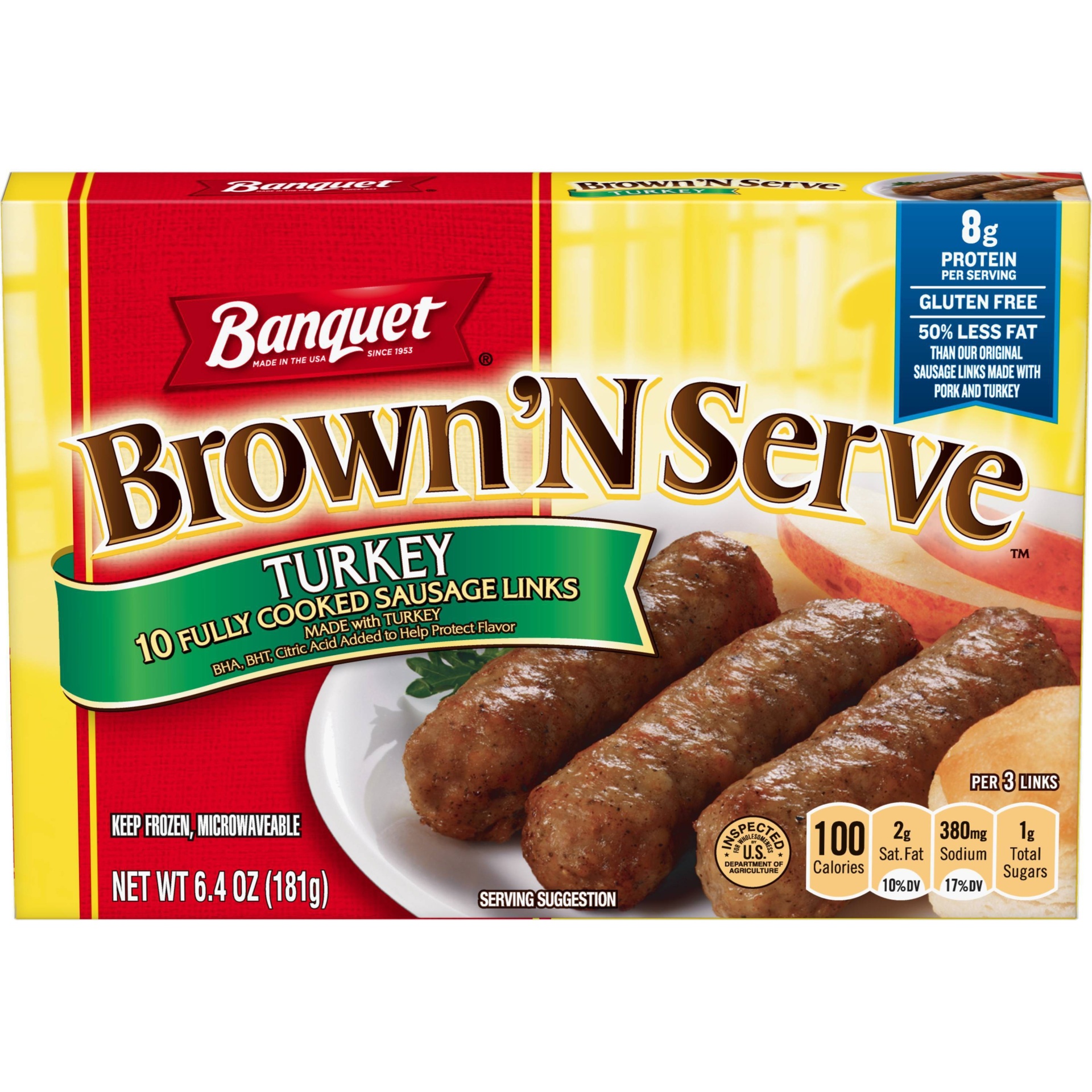 slide 1 of 5, Banquet Brown-n-Serve Turkey Links, 6.4 oz