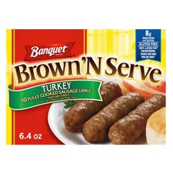 Banquet Brown 'N Serve Turkey Sausage Links, Frozen Meat for Breakfast, 6.4 oz.
