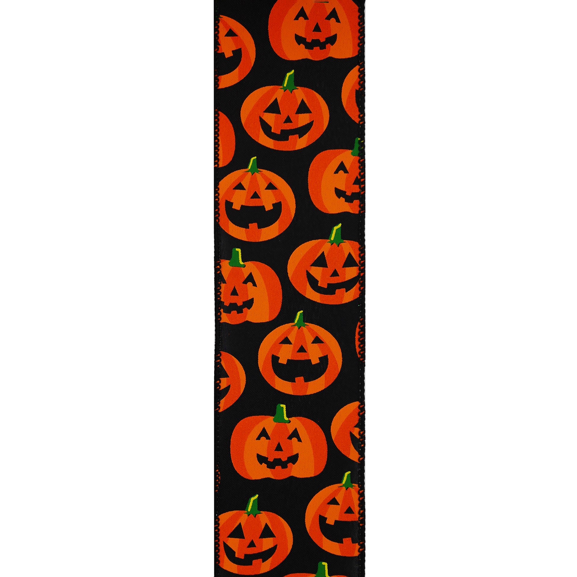 slide 3 of 3, 2.5" X 20ft. Black Jack-O'-Lantern Wired Faux Linen Ribbon By Celebrate It Halloween, 2.5 in x 20 ft