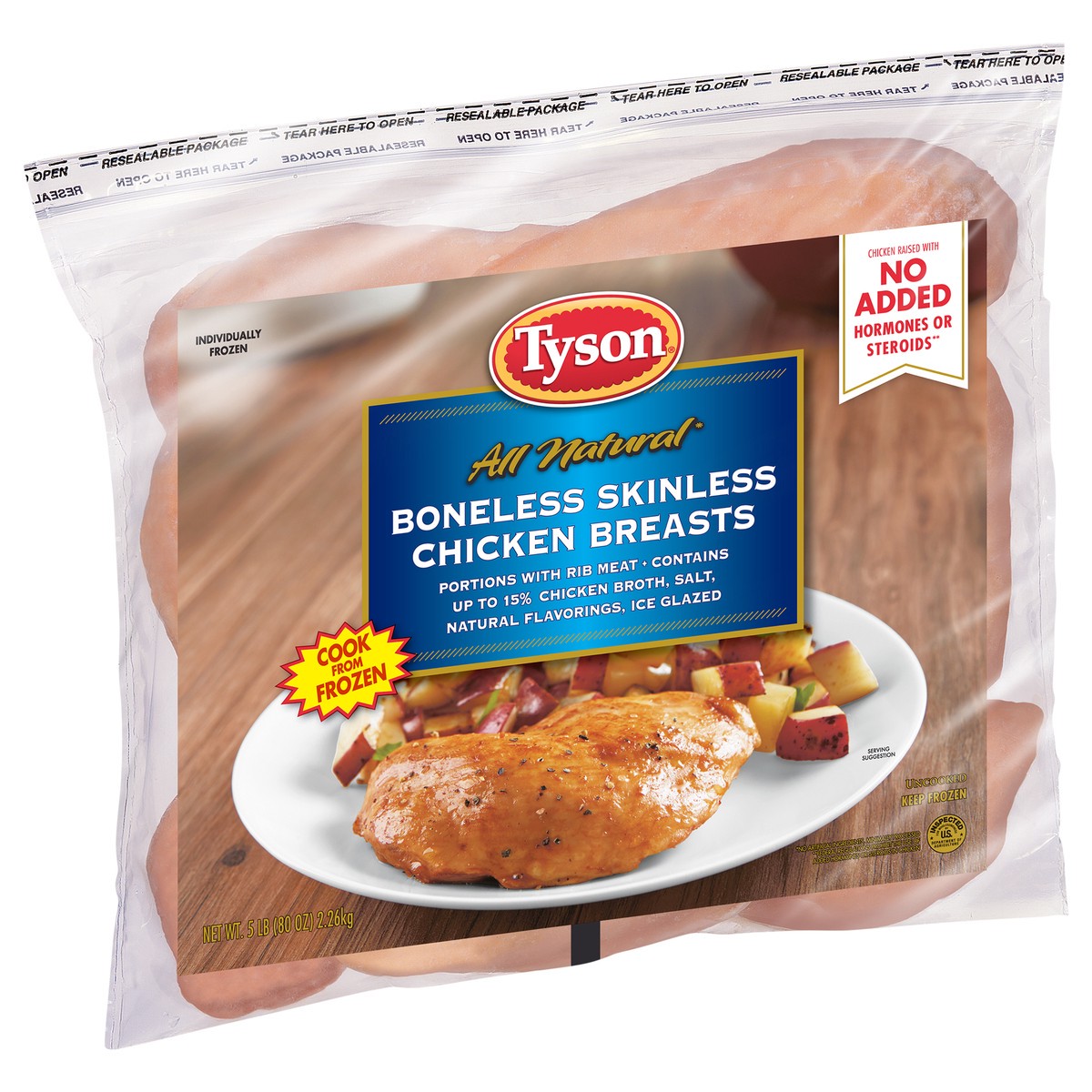 slide 5 of 5, Tyson Boneless Skinless Chicken Breasts, 5 lb. (Frozen), 2.27 kg