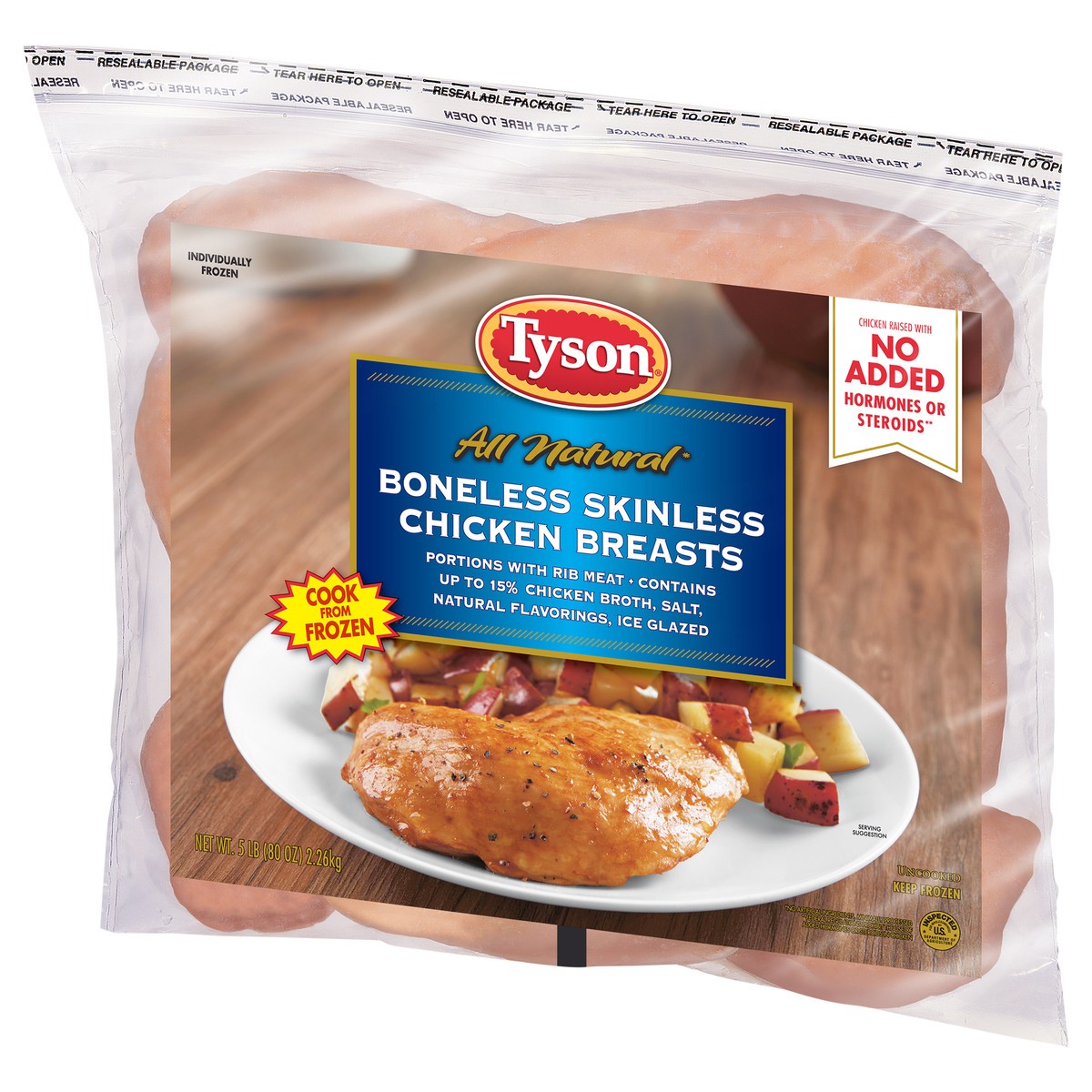 slide 3 of 5, Tyson Boneless Skinless Chicken Breasts, 5 lb. (Frozen), 2.27 kg