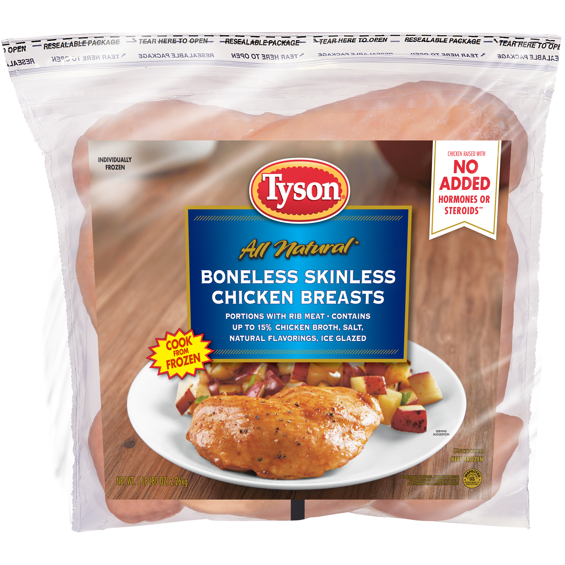 slide 1 of 5, Tyson Boneless Skinless Chicken Breasts, 5 lb. (Frozen), 2.27 kg