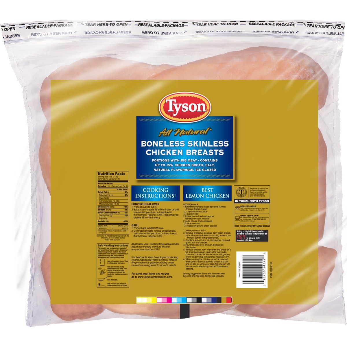 slide 4 of 5, Tyson Boneless Skinless Chicken Breasts, 5 lb. (Frozen), 2.27 kg