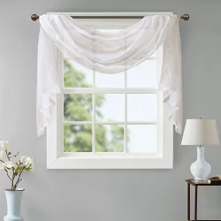 Madison Park Irina Diamond Sheer Window Scarf Valance - White