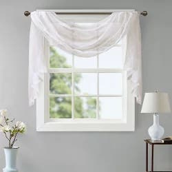 Madison Park Irina Diamond Sheer Window Scarf Valance - White
