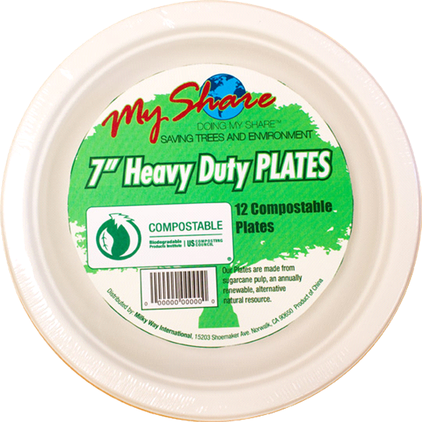 slide 1 of 1, My Share Compostable Heavy Duty Plates, 7 In, 12 ct