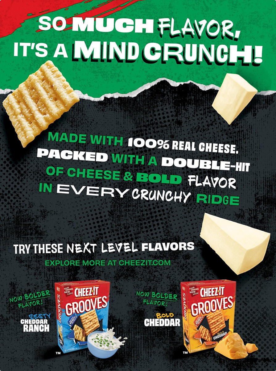 slide 6 of 7, Cheez-It Grooves Sharp White Cheddar Crunchy Cheese Crackers, 9 oz