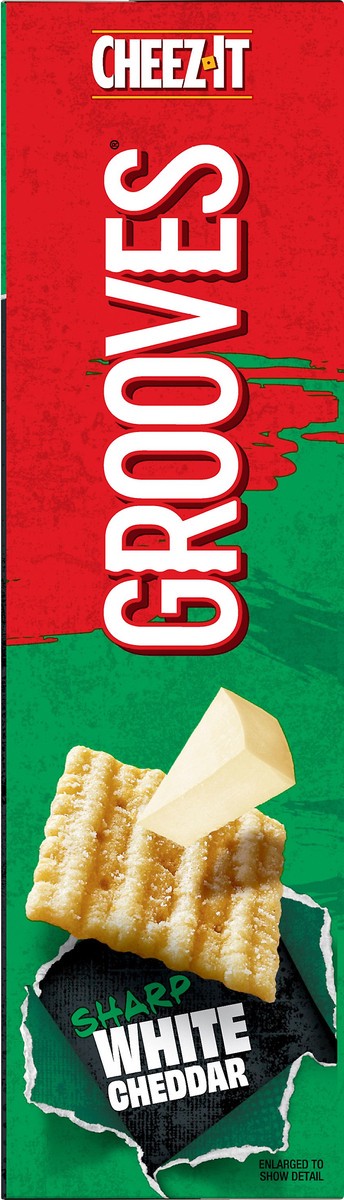 slide 7 of 7, Cheez-It Grooves Sharp White Cheddar Crunchy Cheese Crackers, 9 oz