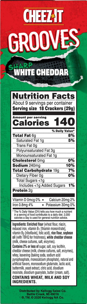 slide 4 of 7, Cheez-It Grooves Sharp White Cheddar Crunchy Cheese Crackers, 9 oz