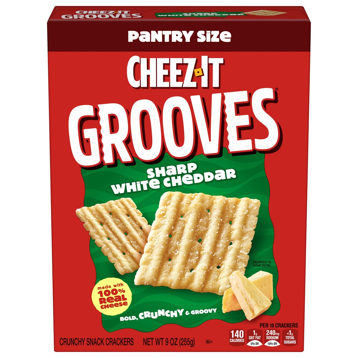 slide 1 of 7, Cheez-It Grooves Sharp White Cheddar Crunchy Cheese Crackers, 9 oz
