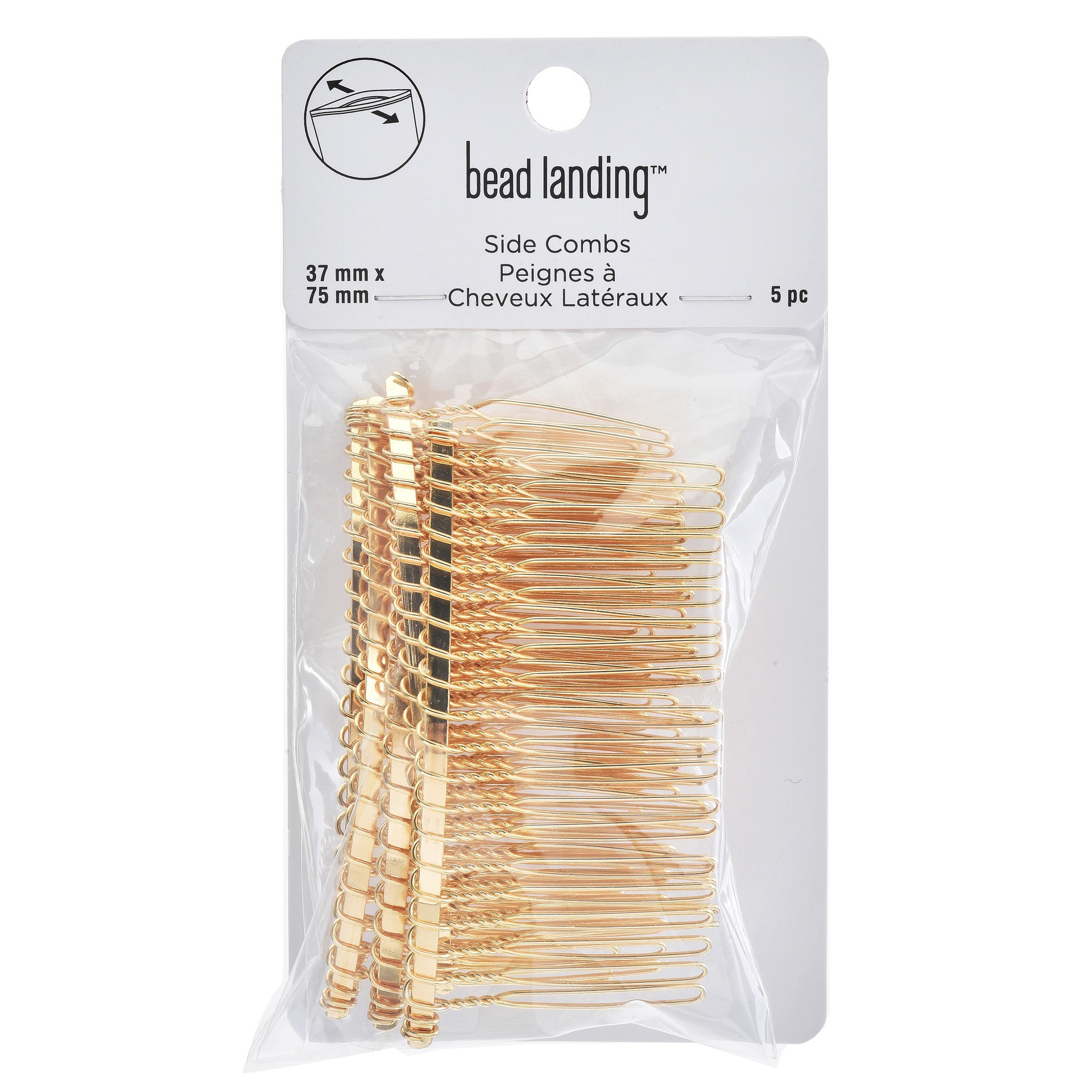 slide 3 of 3, 75mm Metal Side Combs, 5ct. By Bead Landing, 75mm